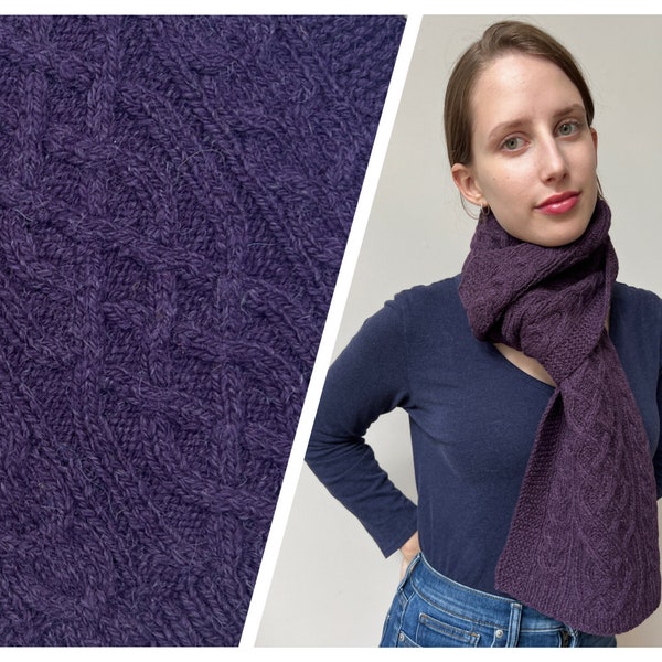 Hand Knit Purple Alpaca Wool Scarf Handmade for Men Women Peru Knitted Scarves Graduation Birthday Gift