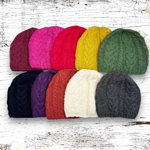 Handmade Alpaca Knit Cable Hat Micro-Lined Winter Beanie Cozy Accessories Fall Style