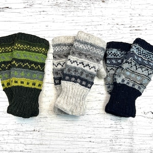 Mitaines rayées tricotées à la main en laine moufles pour textos avec doublure en polaire hiver pour femme pour femme, cadeau d'anniversaire de Noël