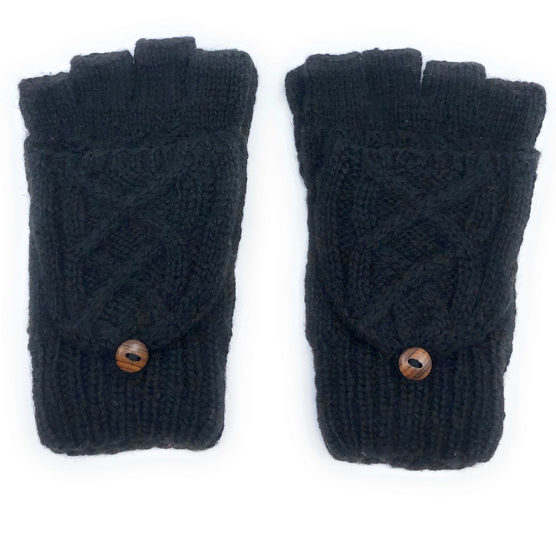 Hand Knit Alpaca Convertible Cable Flip Glitten Mitten Glove | Etsy