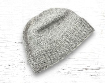 Gorro de punto de alpaca gris hecho a mano, gorro de punto para esquiar en invierno, cálido para hombres y mujeres, regalo de cumpleaños y Navidad.
