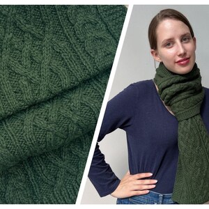Evergreen Green Handmade Knit Alpaca Wool Cable Scarf Handknit for Men Women Knitted Scarves Unisex Christmas Birthday Gift