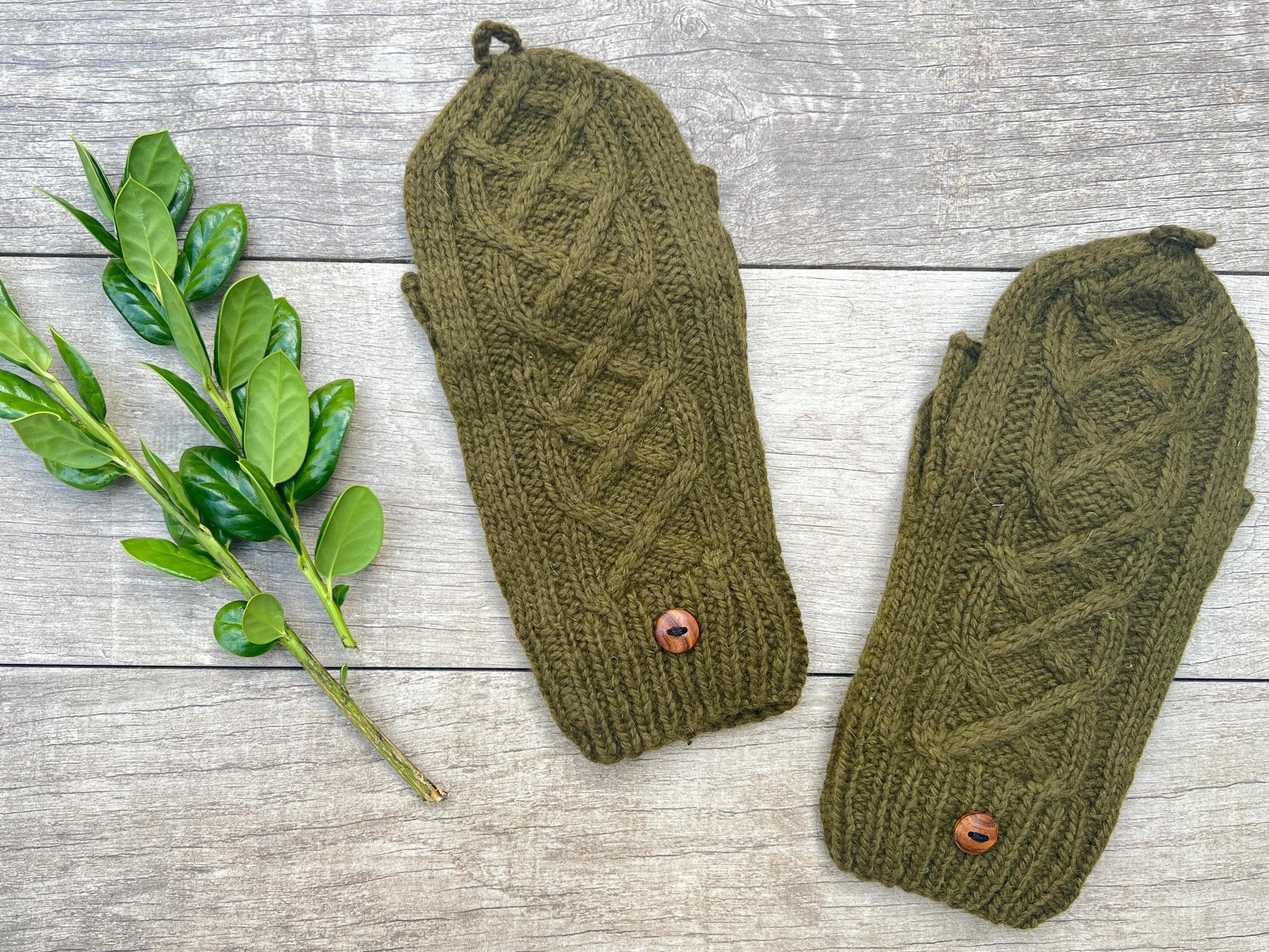 Set of Handmade Alpaca Wool Gloves Warmers Dyed Natural Plants Mushroom dyed fingerless gloves made main image 3