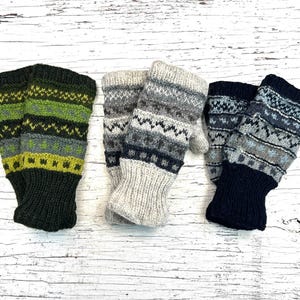 Handgebreide streep vingerloze handschoenen wol sms wanten fleece gevoerd winter dames dames verjaardag kerstcadeau