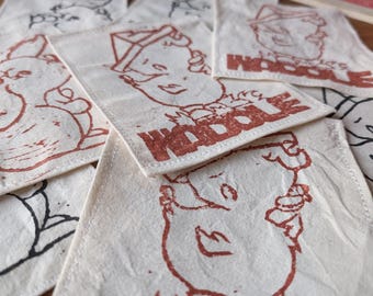 Duckling Sew-On Patch: Kawaii Lino-cut Cotton Applique