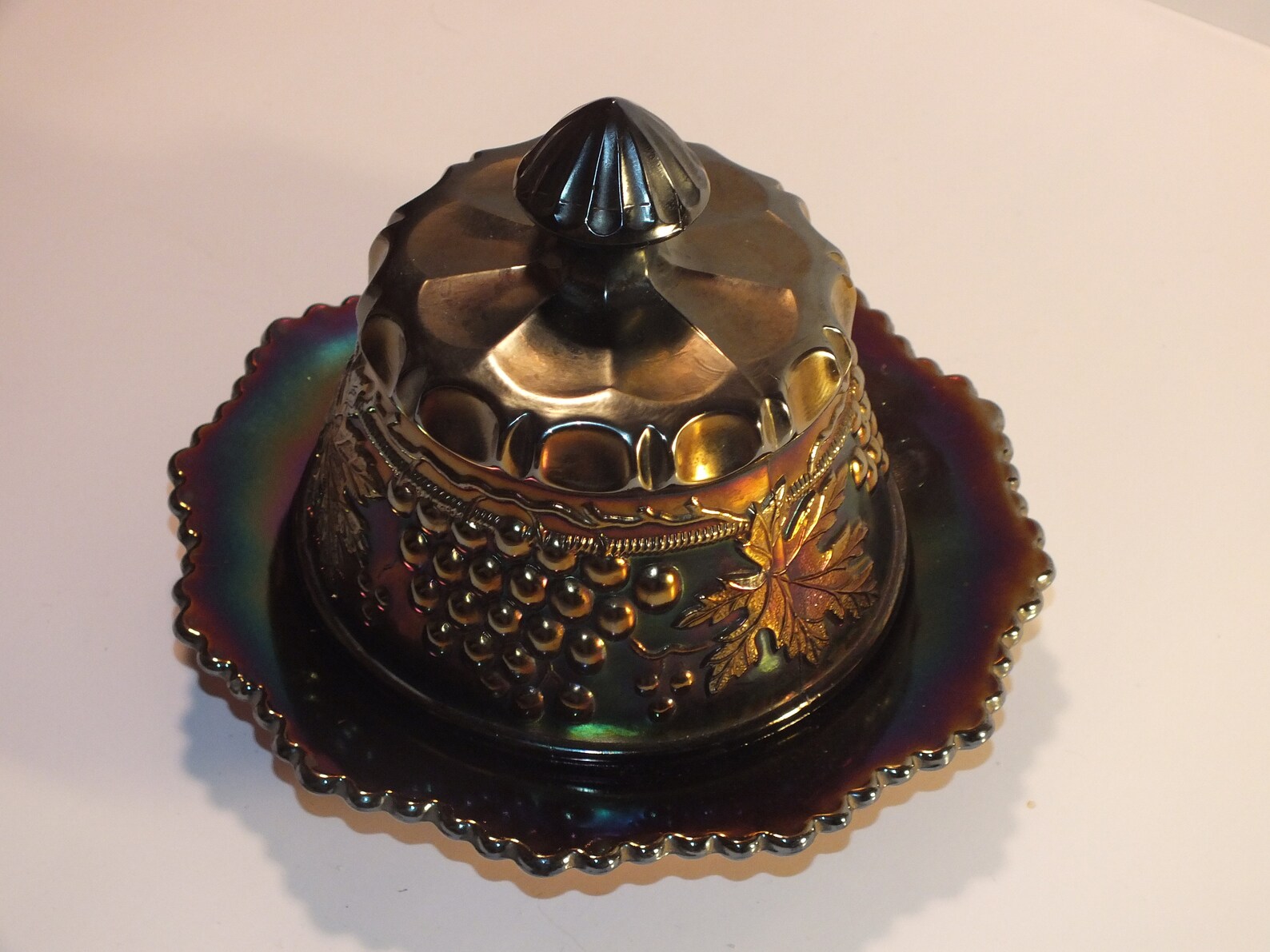 Vintage Northwood Butter Dish Grape and Cable Carnival Glass Etsy