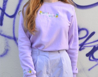 Cute Brand Floral Family Sweatshirt - Lavender Embroidered Jumper - Womens Clothing - Gift For Her - Sunflowers - Breezita