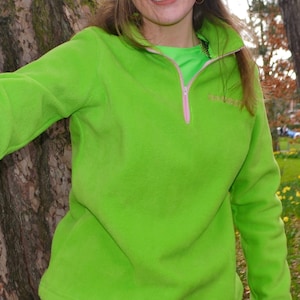 Green Womens Quarter Zip - Embroidered Jacket | Half Zip Fleece | Cosy Trendy Women&#39;s Pullover