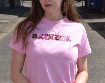 Breezita Brand Collage - Pink Handmade y2k t-shirt | Mean Girls Inspired | Unique Womens Fashion Gift | Y2K Tshirt Girl