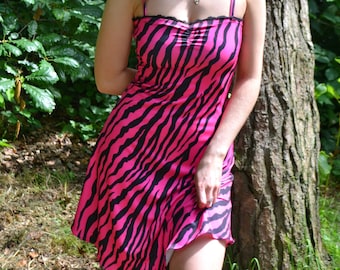 Pink Zebra Print Dress - Festival Inspired Y2K Fashion | Black Lace | Summer Strappy Dress - Etsy Pink Zebra Print Dress - Festival Inspired Y2K Fashion | Black Lace | Summer Strappy Dress - Etsy