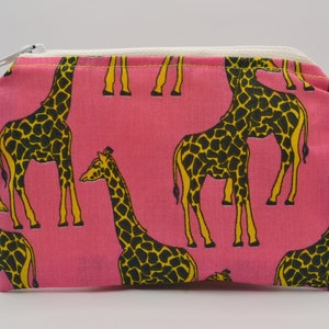 Monedero de jirafa: bolsa con cremallera con estampado animal para monedas y accesorios, regalo para amantes de los animales, accesorio de viaje, regalo para ella