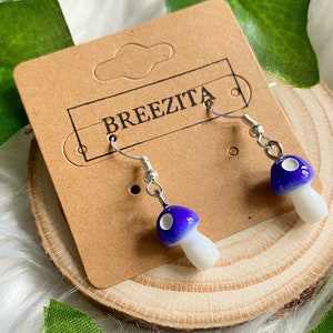 Purple Mushroom Hook Earrings - Trendy Nature-inspired | 8 Enchanting Autumn Hues