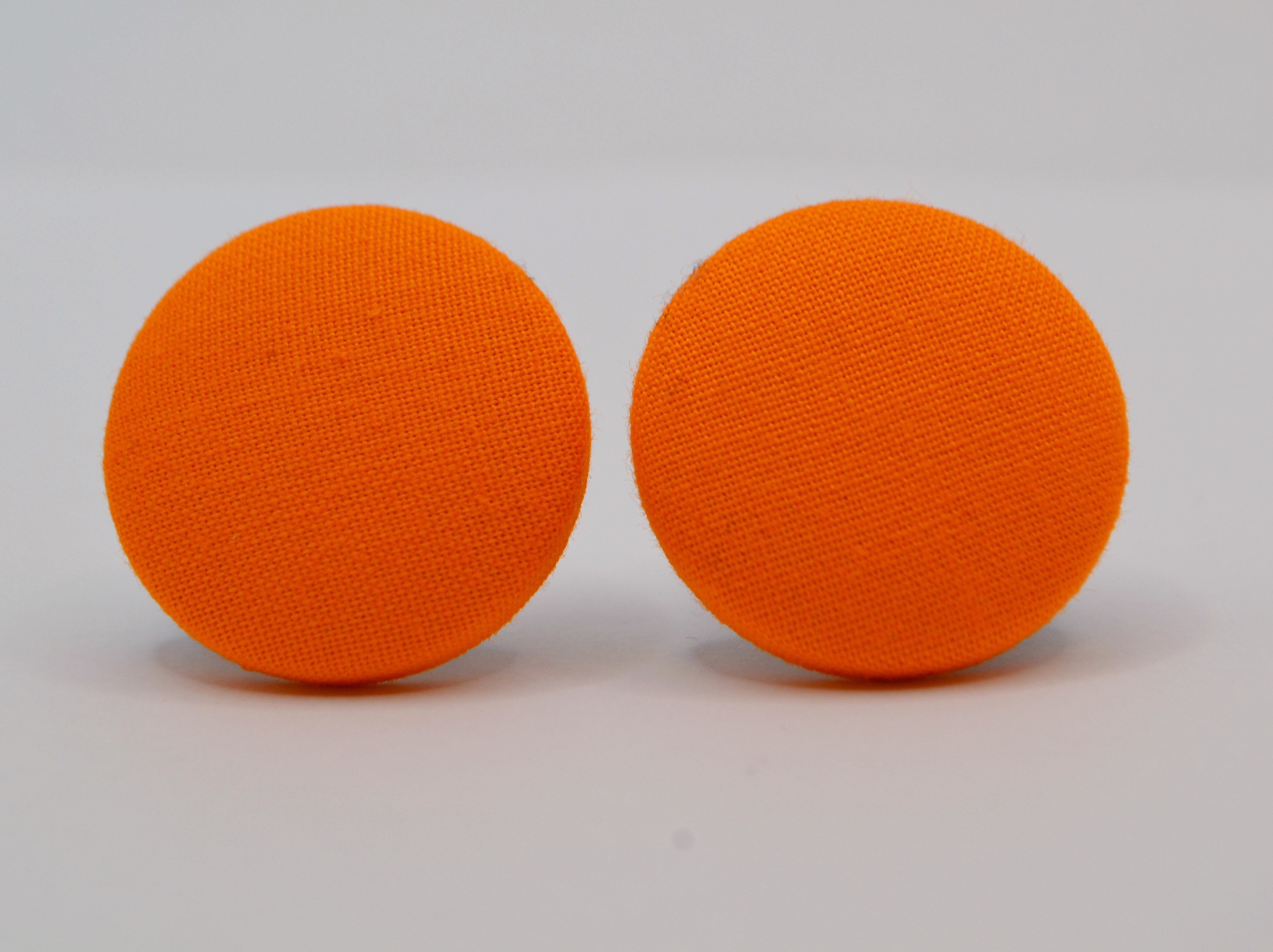 Orange Earrings - Clip On Earrings | Cotton Fabric Button Orange Earrings | Hypoallergenic Fashion Accessory | Gift for Women