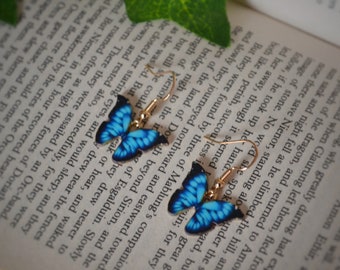 Morpho Butterfly Earrings - Handmade | Hooks | Allergy-Friendly Stylish Earrings for Daily Wear | Gift For Women