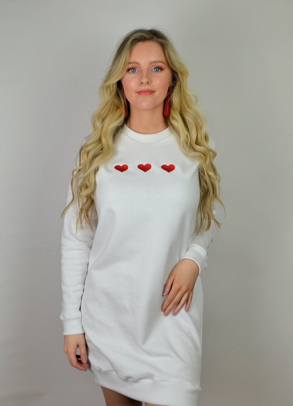 Love Heart Jumper / Jumper dress corazones de amor bordados Etsy España