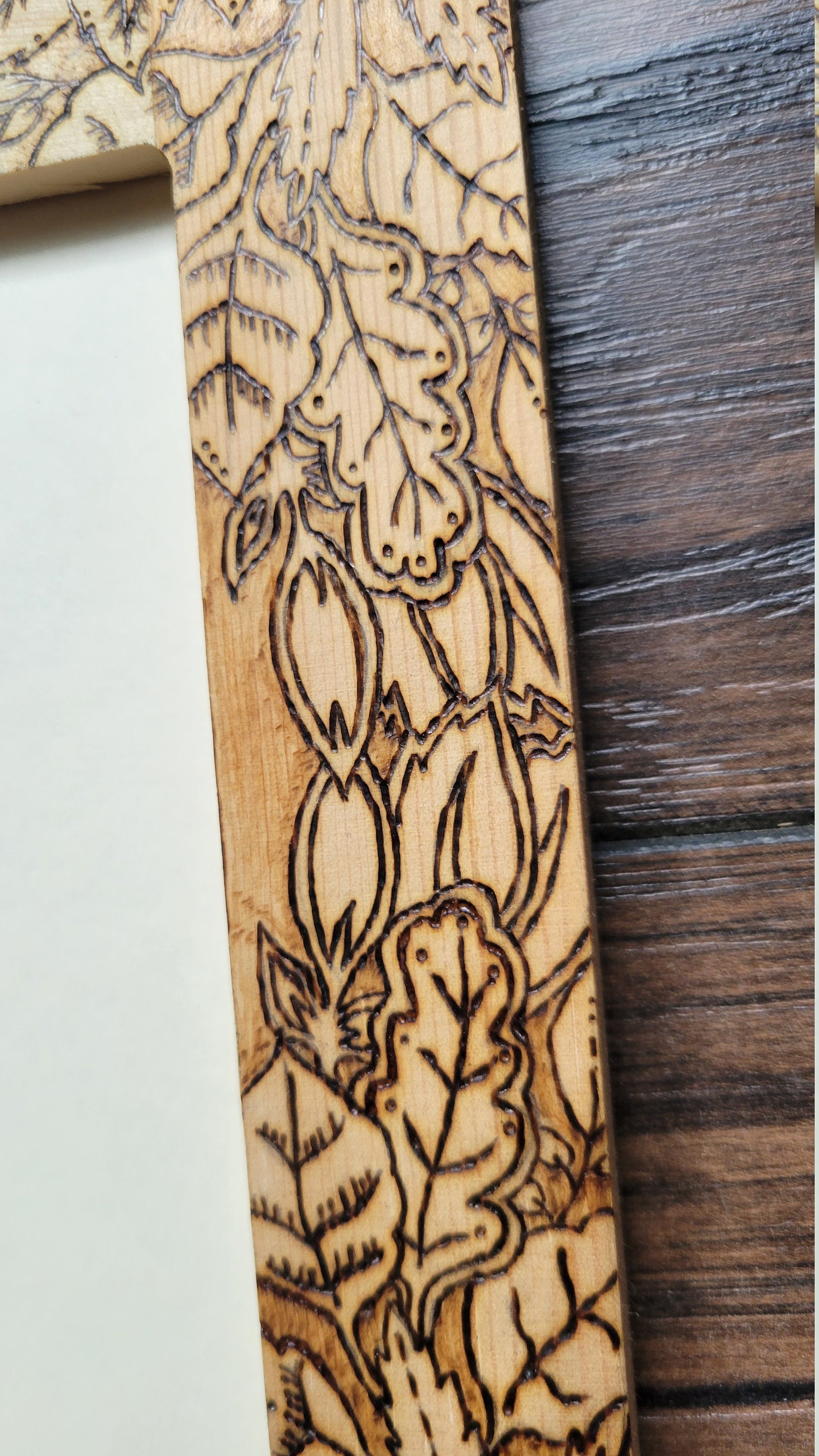 Foliage Pyrography Picture Frame, Leaves Wood Burned Wooden Frame - Etsy