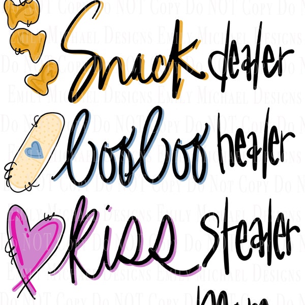 Vendeur de snacks Boo Boo Healer Kiss Stealer Mom Life Téléchargement numérique PNG Fête des mères PNG Sublimation de maman PNG avec inscription manuscrite