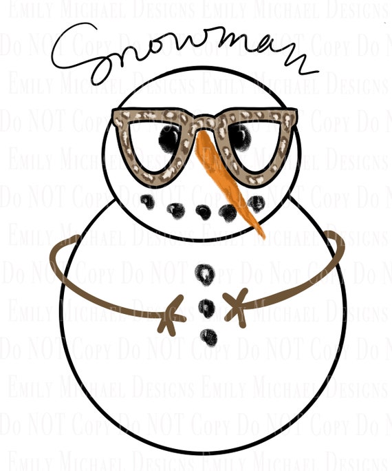 Adorable Snowman Leopard Print Glasses Winter Snowman Sublimation PNG Digital Download Christmas Snowman Digital Image