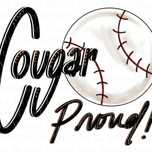 Cougar Proud Baseball Sublimation ART Digital Download PNG Sports Mascot Image Cougar Mascot PNG