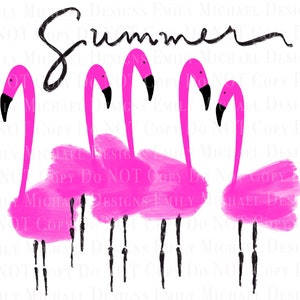 Summer Flamingos PNG Pink Flamingo Art Flamingo Sublimation PNG Summer Digital Downloads PNG Hand Drawn