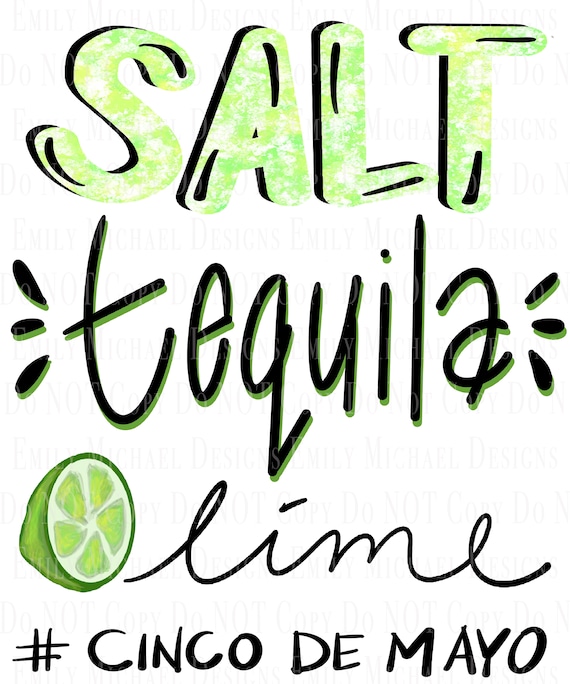Salt Tequila & Lime Cinco De Mayo PNG Digital Download Cinco Sublimaiton Image Cute Summer Image Hand Drawn Hand Lettered