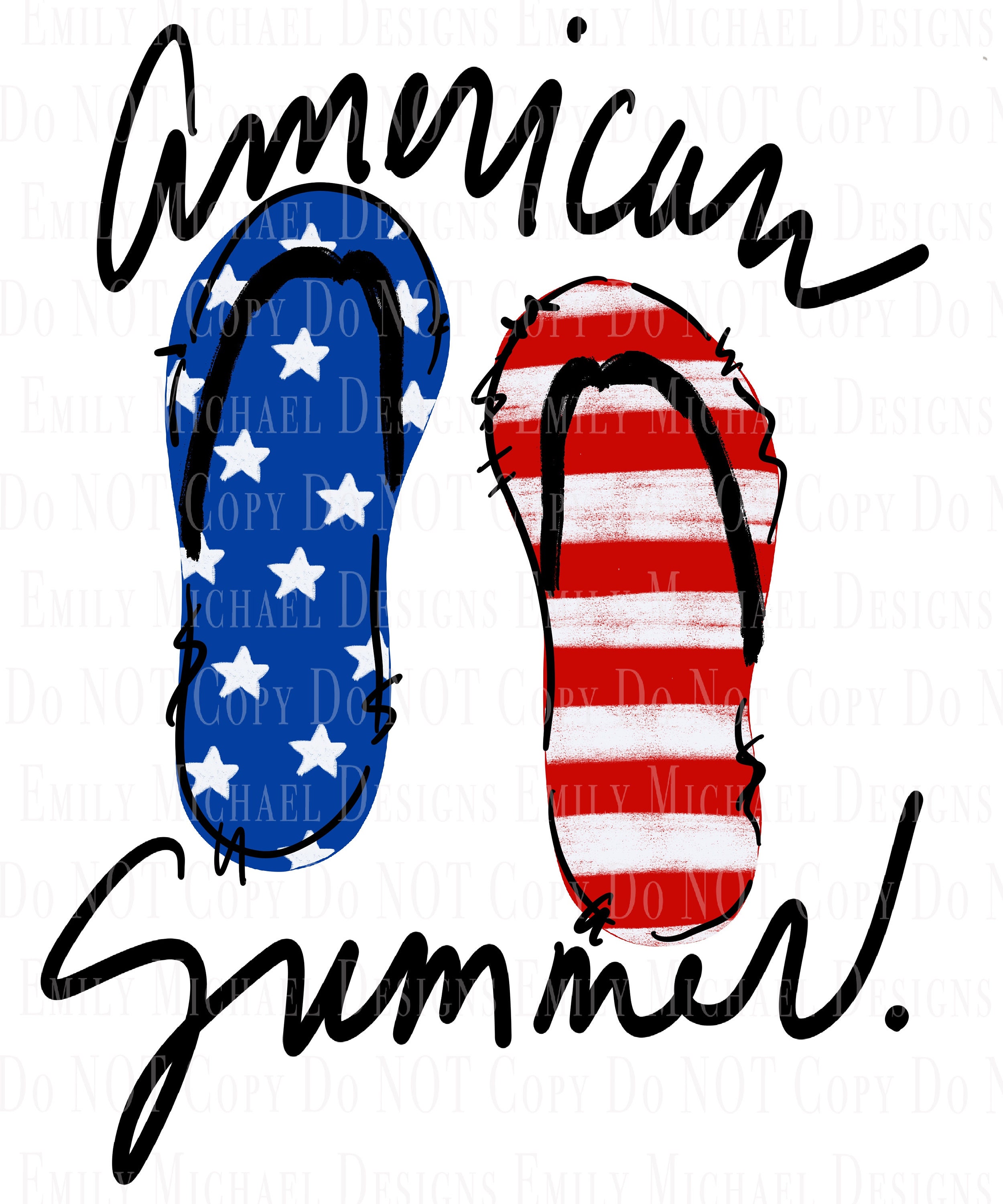 American Summer Stars and Stripes Flip Flops Fourth of July Sublimati…
