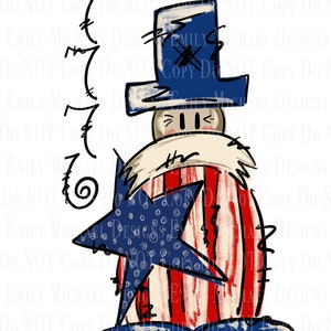 Uncle Sam 1776 Cute Americana PNG File USA Sublimation Fourth of July Design Red White and Blue Uncle Sam