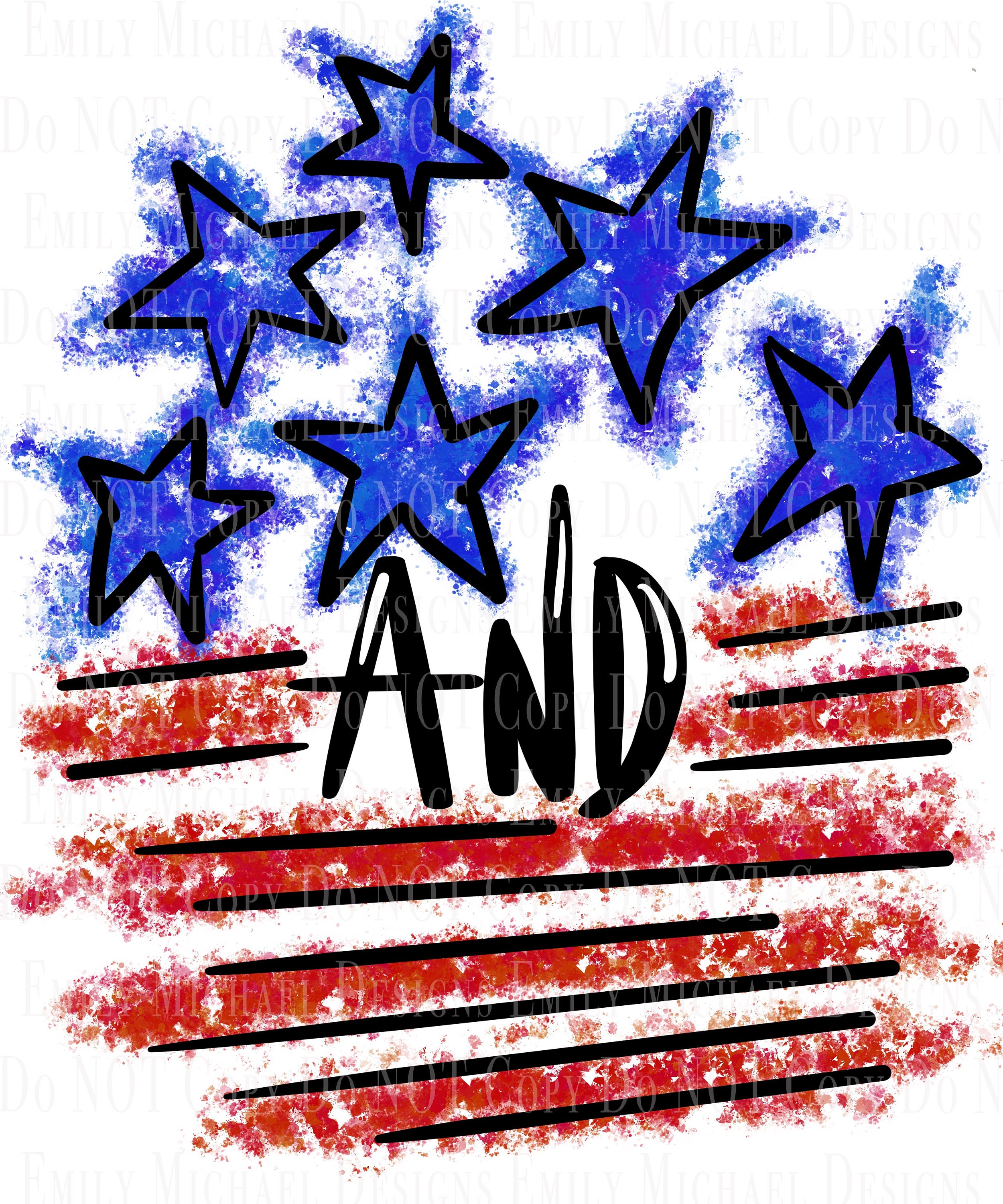 Stars and Stripes Splatter Paint Digital Download Independence Day PN…