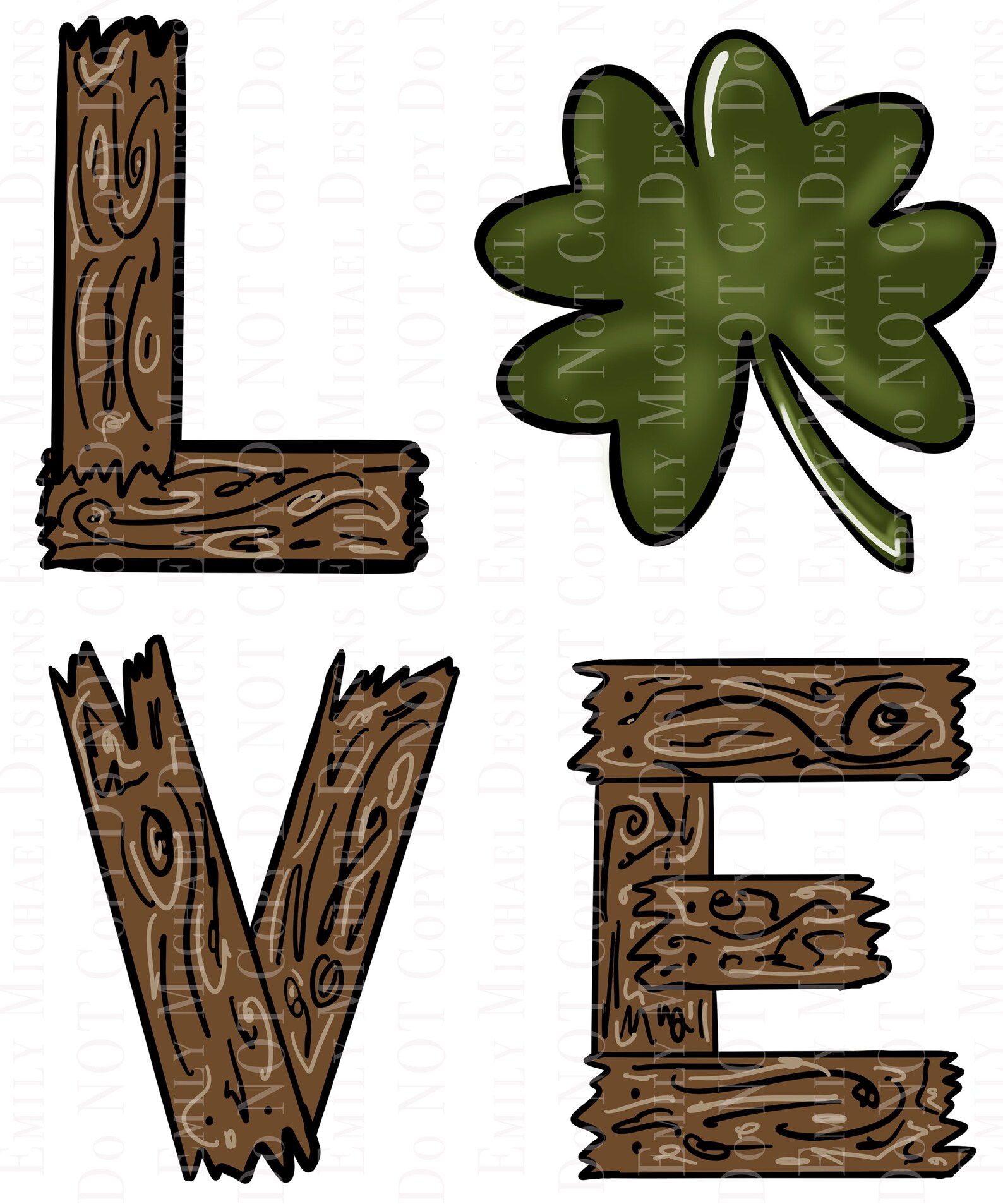 Shamrock Love Digital Download PNG Digital Art PNG Shamrock | Etsy
