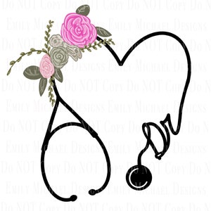 Floral Doctor Stethoscope Sublimation PNG DR Floral Art Hand Drawn Stethoscope PNG Digital Download Image Healthcare Essential