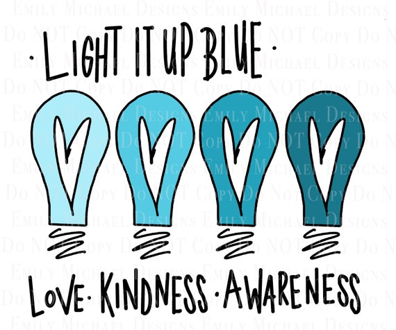 Autism Awareness PNG Light it Up Blue PNG Autism Sublimation PNG Autism Lights Image Autism Art Hand Drawn