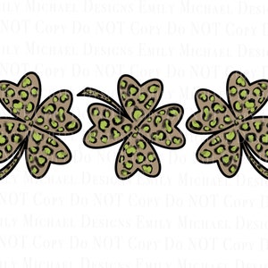 Leopard Print Shamrocks Digitale Download Shamrock Sublimatie PNG St. Patricks Day Art Handgetekende Animal Print St. Pattys Day Image