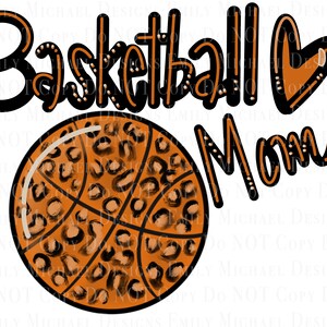 Basketball Mom Digital Image Leopard Print Basketball Digital File Basketball Sublimation Leopard Print Sports PNG Hand Lettered Art