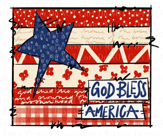 God Bless America Flag Fourth of July Flag Pattern 4th of July Sublimation PNG File Red White and Blue Art Printable American