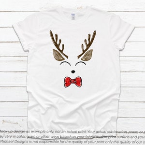 Cute Reindeer PNG Digital Art File Reindeer Sublimation or Vinyl Printable Hand Drawn Art Christmas PNG Reindeer with bowtie
