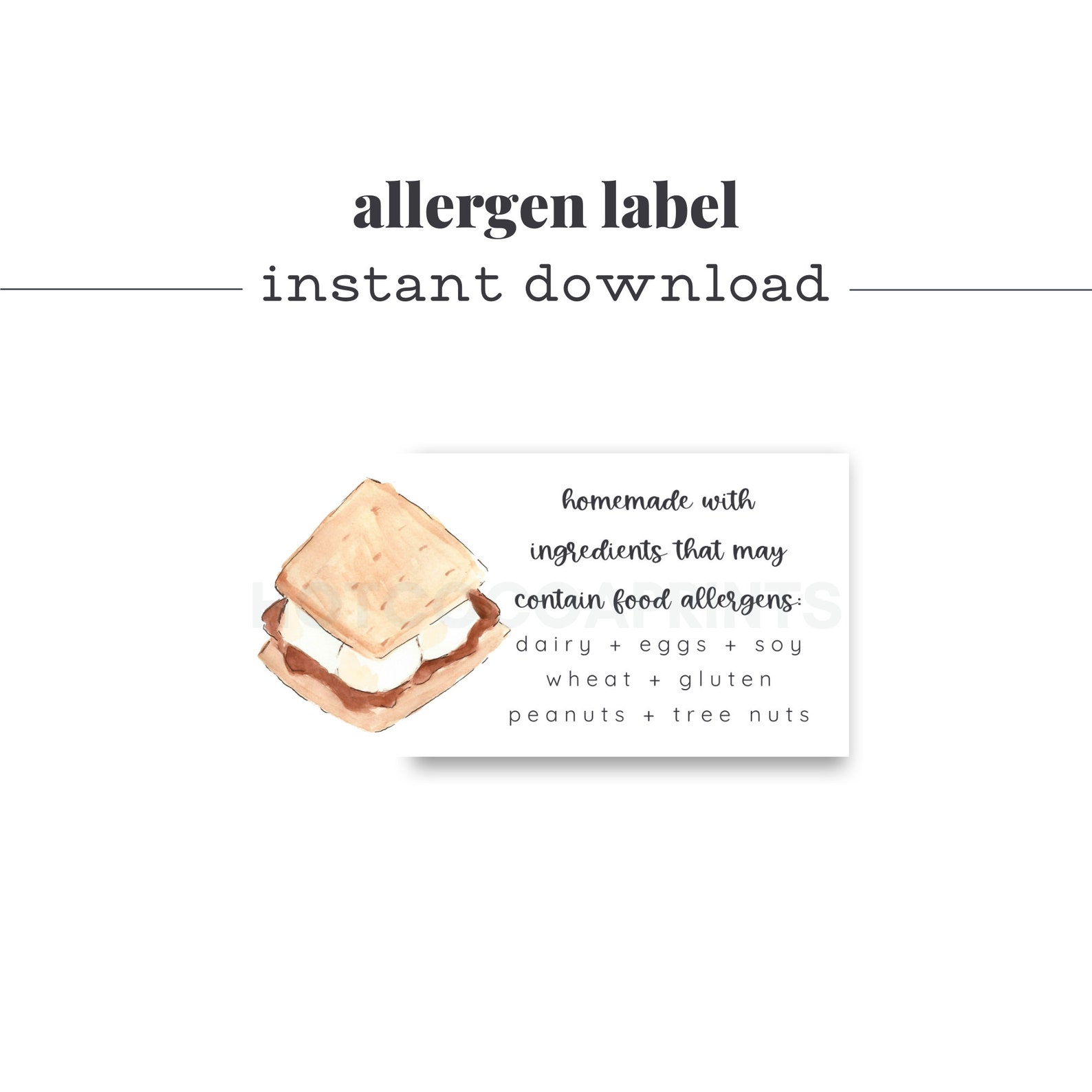 2 X 1 Inch Printable Food Allergy Label Cottage Law Label Etsy
