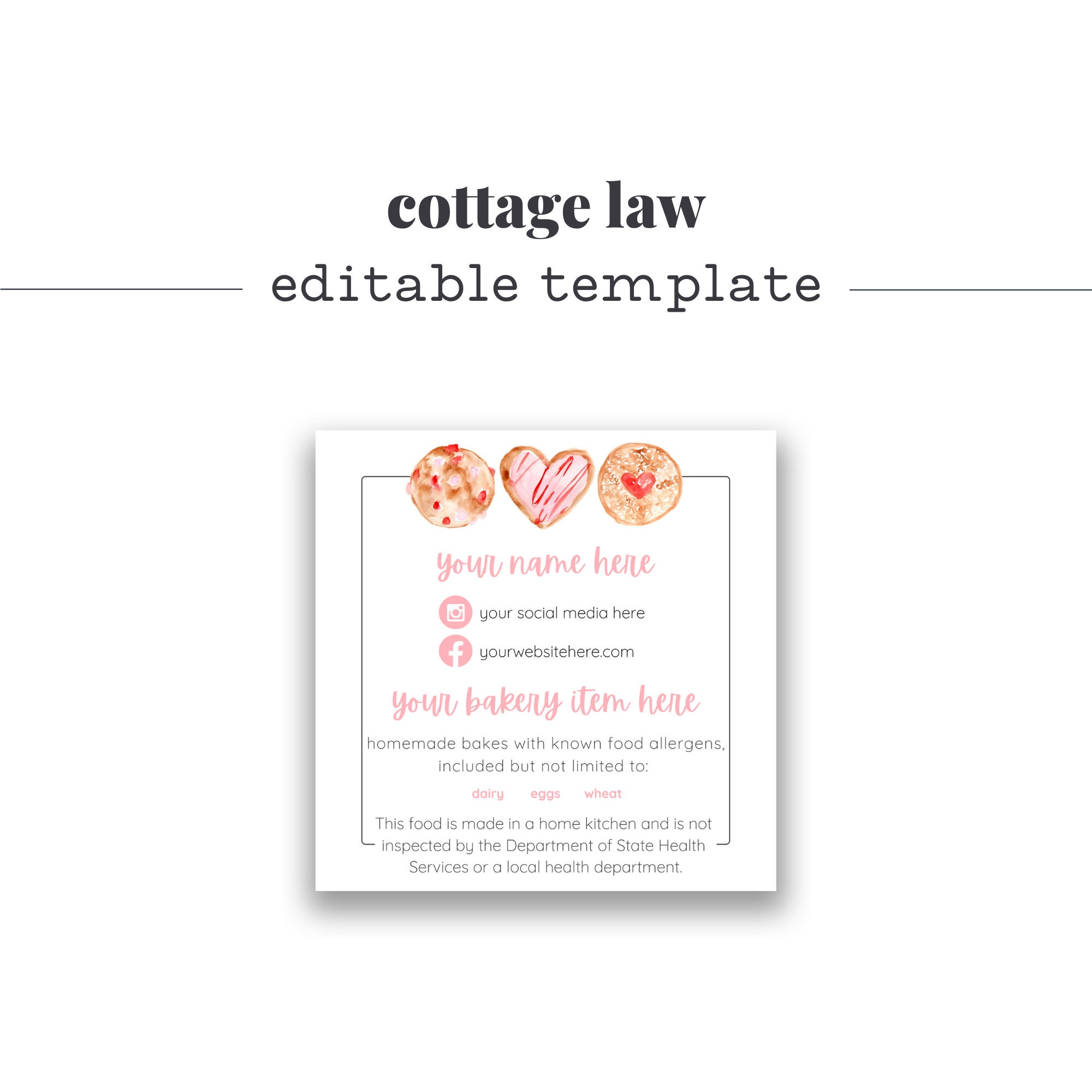 Cottage Law Cookie Printable Heart Sugar Cookie Cottage Law Etsy