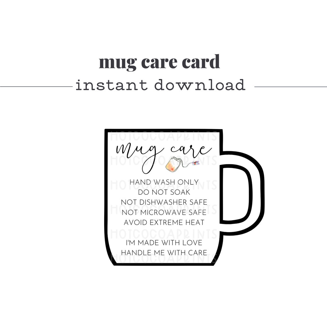 Handmade Mug Care Instructions Instructions for Vinyl Cups Etsy