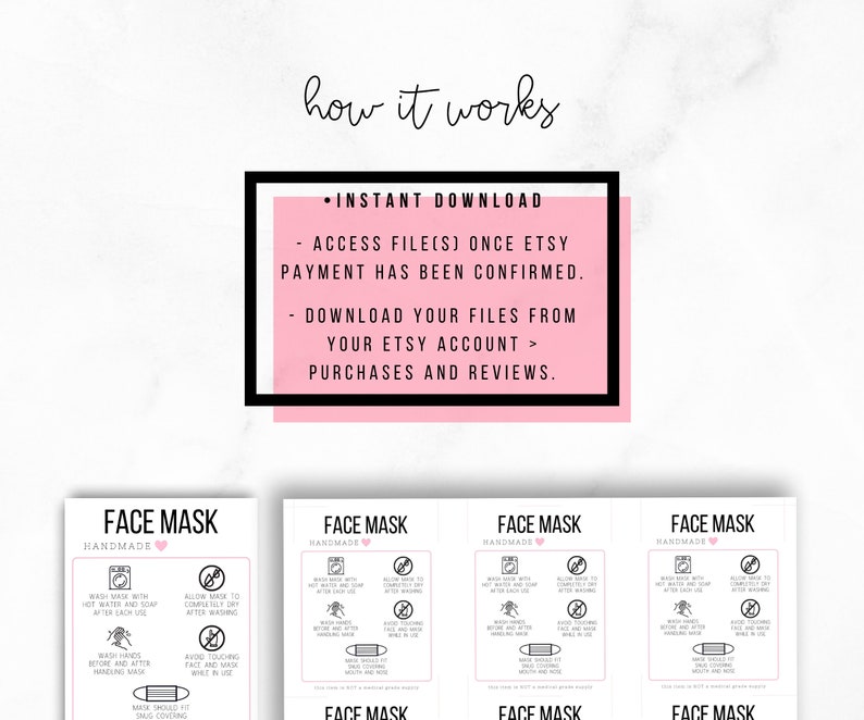 face mask card instructions face mask label care card face etsy