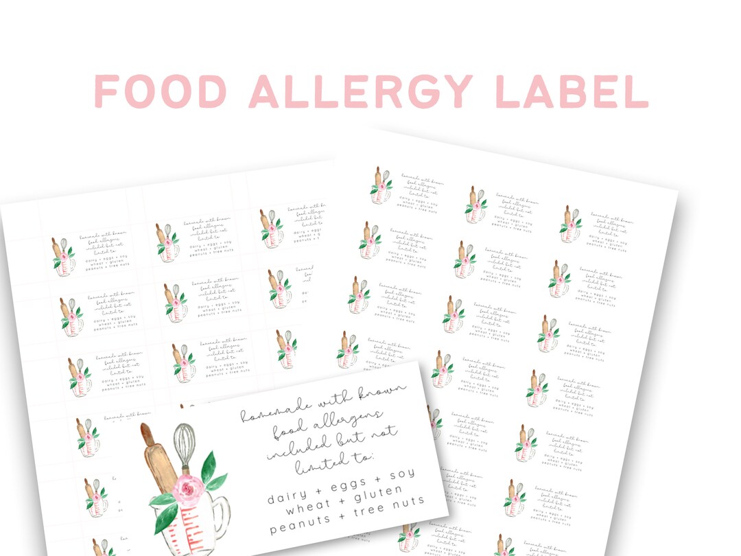 Printable Food Label for Allergies 2 X 1 Inch Sticker Download Mini ...