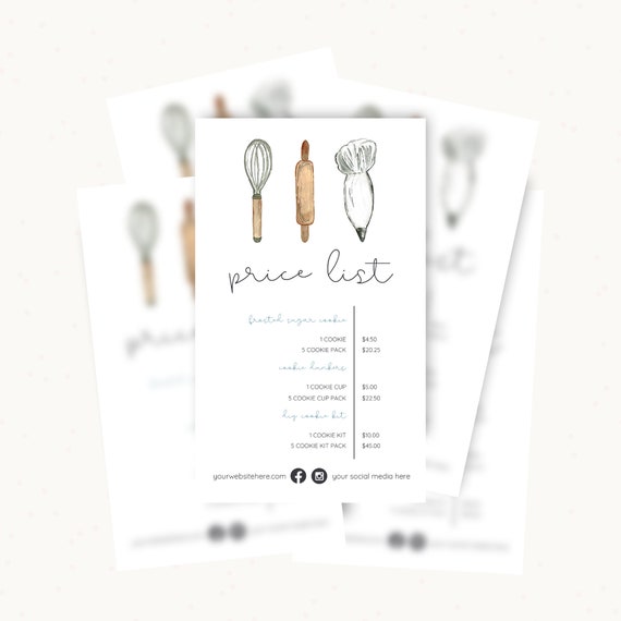 Editable Price Template for Cookies Price List Cookie Price - Etsy