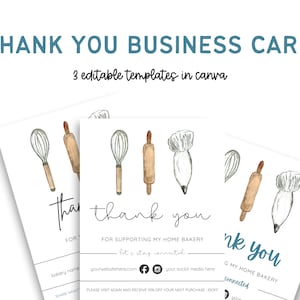 Bakery Business Cards, Bakery Thank You Card, Cookie Business Card, Editable Treat Template, Baking Business Cards, Dessert Business Cards