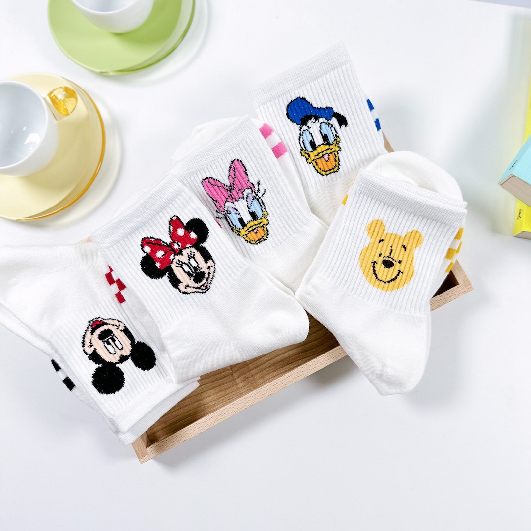 5PK Set Disney Friends Mickey Minnie Women Cute Crew Socks - Etsy