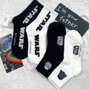 4 Pack Set, Star Wars Character, Women Men Unisex Crew Socks with Gift Pouch