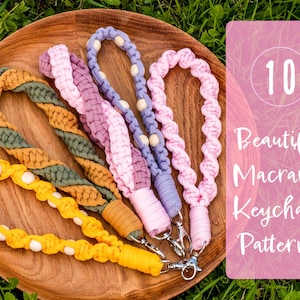 Macrame Keychain Patterns | Macrame Keychain Guide | Macrame PDF Pattern | How to Macrame | Macrame Tutorial | Macrame Keychain DIY