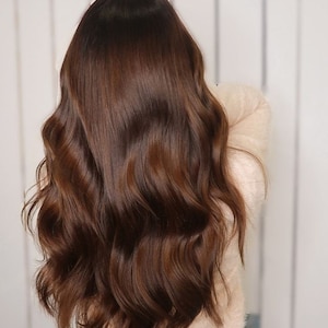 100% レミー インビジブル 10 ピース スキン ウェフト クリップイン PU ヘアエクステンション ミディアム ブラウン 20 インチ