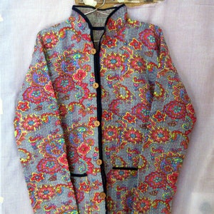 Indian Kantha Jacket Hand Quilted Jacket Floral Print Kantha Jacket ...
