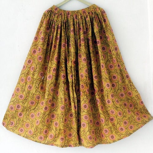 Block Printed Skirt Indian Cotton Skirt Floral Print Long - Etsy