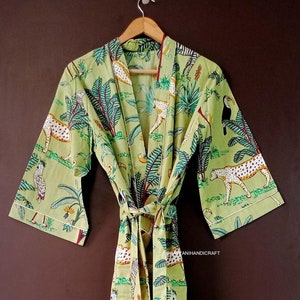 Leopard Animal Print Cotton Robe Pure Cotton Hand Block Print - Etsy