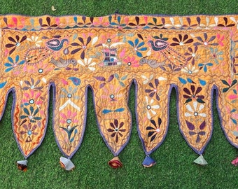 Kuchi embroidery toran Indian Banjara Toran Boho antique Wall hanging Vintage wall hanging Traditional Home Decor Mirror work wall hanging